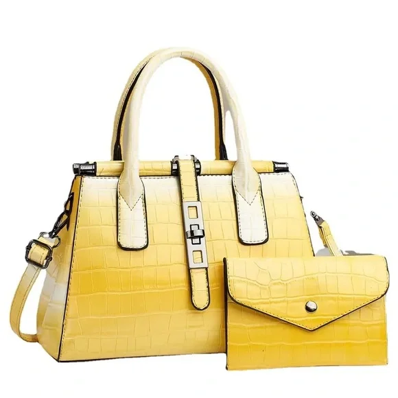 Green Texture Satchel with Silver Accents